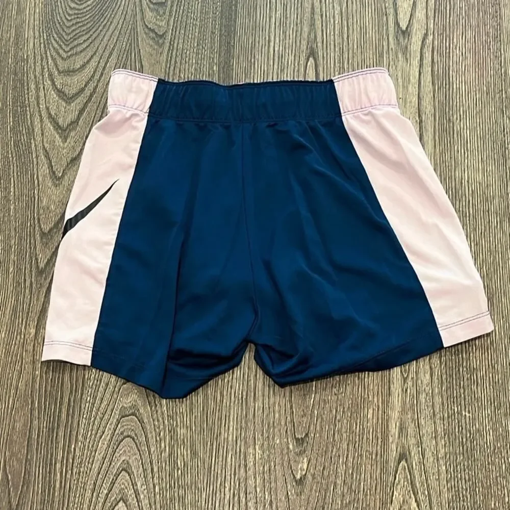 Nike Womens Dri-Fit Football Training Shorts Elastic Waist Blue Pink Size XS